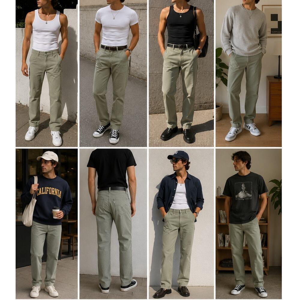 Levi’s Men’s Sage Green Chino Pants Straight Leg Casual Cotton 38x32
